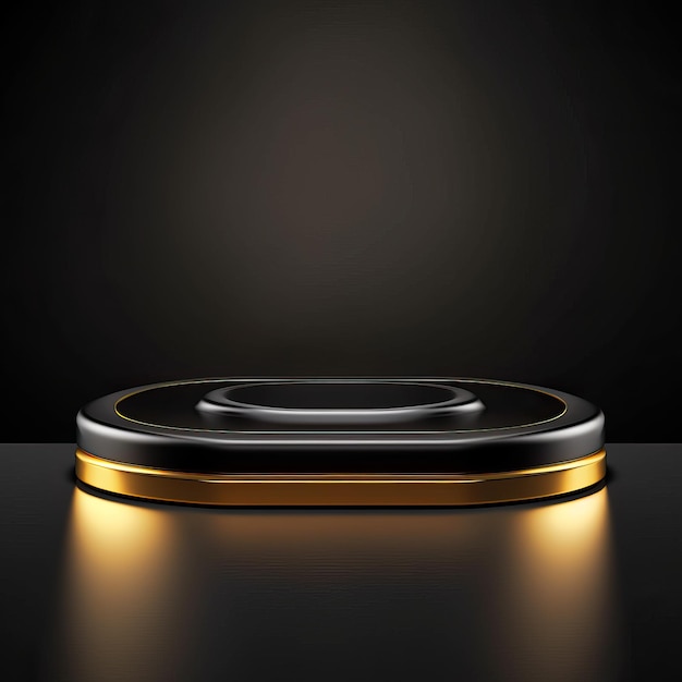 Luxus-Podium ovaler Form schwarzes Gold ai generiertes Bild