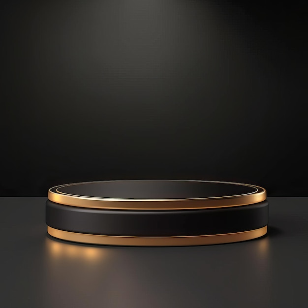 Luxus-Podium ovaler Form schwarzes Gold ai generiertes Bild