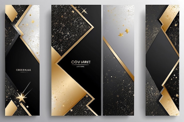 Luxus-Premium-Cover-Design-Set Abstraktes Hintergrund mit Goldschwarz