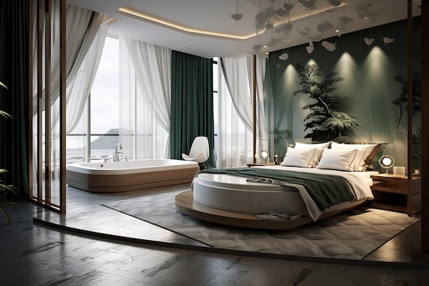 Luxus-Spa-inspirierte Schlafzimmer-Innenarchitektur