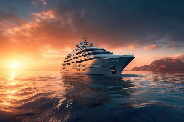 Luxus-Superyacht, die im wunderschönen Meer segelt