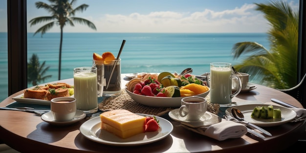 Luxus-Touristen-Breakfast im Hotelzimmer