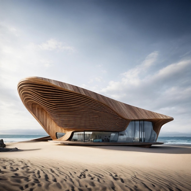 Luxus und modernes Holzhaus am Strand