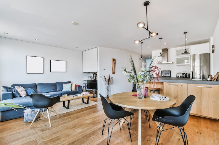 Foto luxus und schöne innenarchitektur des esszimmers