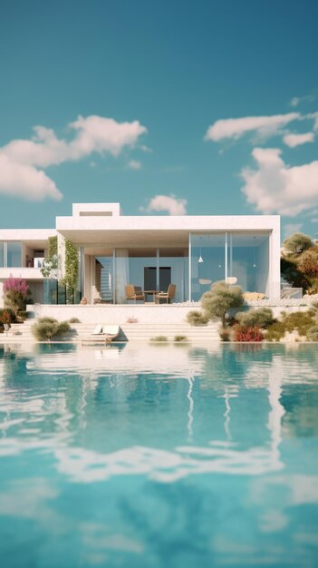 Luxus-Villa mit Infinity-Pool Generative KI