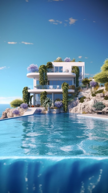 Luxus-Villa mit Infinity-Pool Generative KI