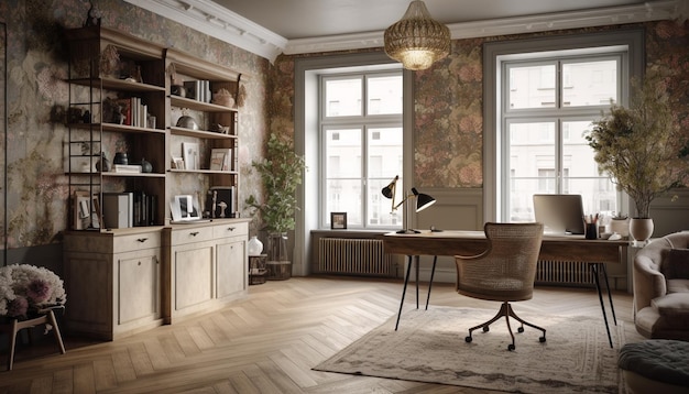 Luxus-Wohninterieur mit modernem, elegantem Design, das von KI generiert wird