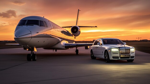 Luxusauto und Privatjet