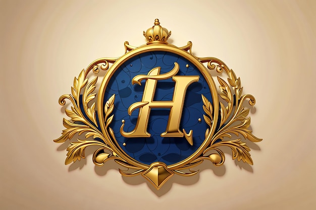 Luxusbuchstaben h Logo königlicher goldener Stern