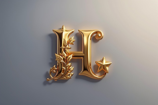 Luxusbuchstaben h Logo königlicher goldener Stern