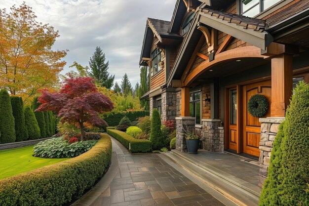 Luxushäuser in den Vororten von Vancouver, gut gepflegte Außenräume und malerische Landschaften