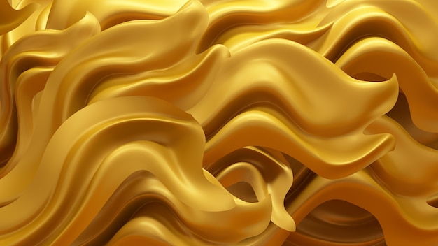Luxushintergrund mit Goldvorhangstoff. 3D-Illustration, 3D-Rendering.