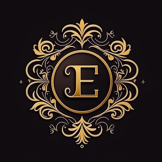 Luxusmonogram Buchstabe E Elegante luxuriöse goldene Monogramme