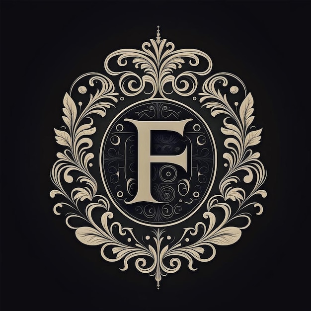 Luxusmonogramm in Form eines Schildes mit dem Buchstaben F