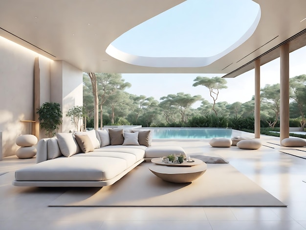 Luxusvilla, exquisit gestaltet in einer minimalistischen Villa mit nahtloser Integration der Ai-Generation