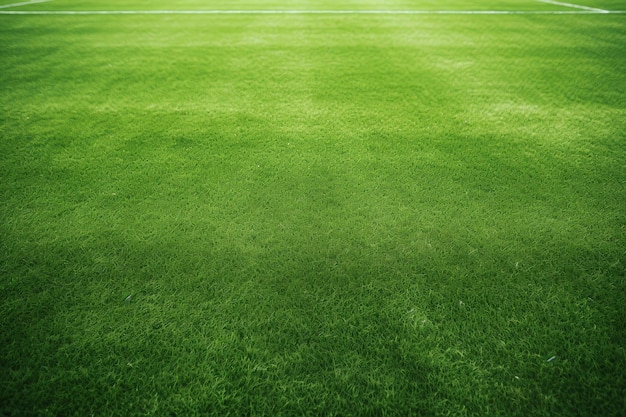 La luz del atardecer brilla en el centro del campo de fútbol con textura