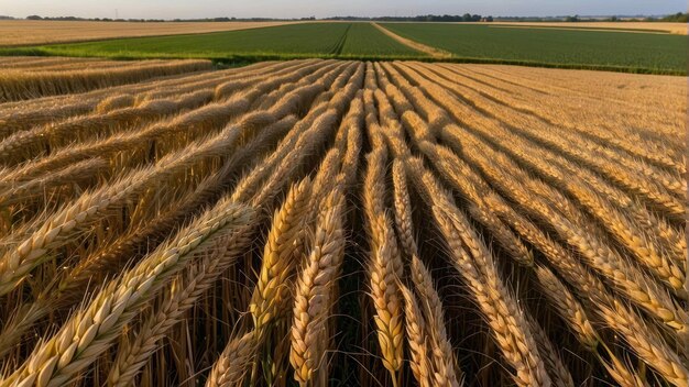 Foto la luz del atardecer en un campo de trigo lineal