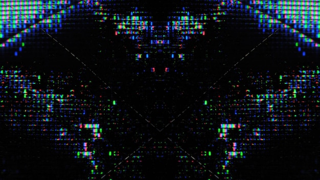 Luz brilhante de artefatos digitais de glitch art de pixel