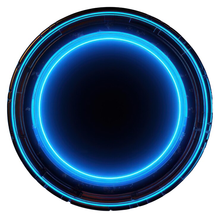 Foto luz circular de néon azul png iluminada à noite