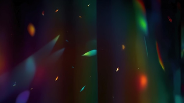 Luz colorida Fuegos de rayos de arco iris en una superposición abstracta negra