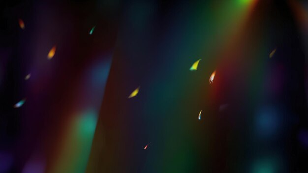 Luz colorida Fuegos de rayos de arco iris en una superposición abstracta negra
