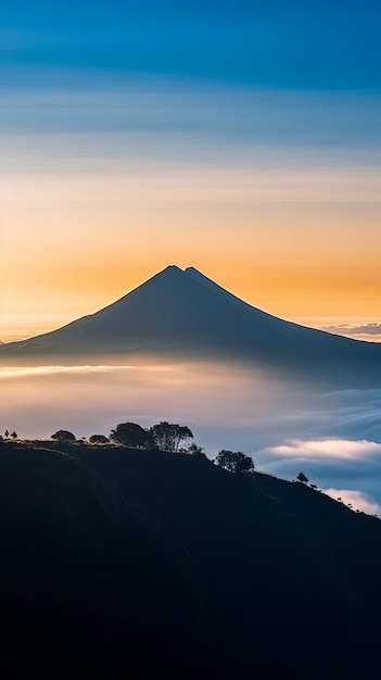 Luz da manhã na paisagem montanhosa da ilha do vulcão Ilustração AI GenerativexA