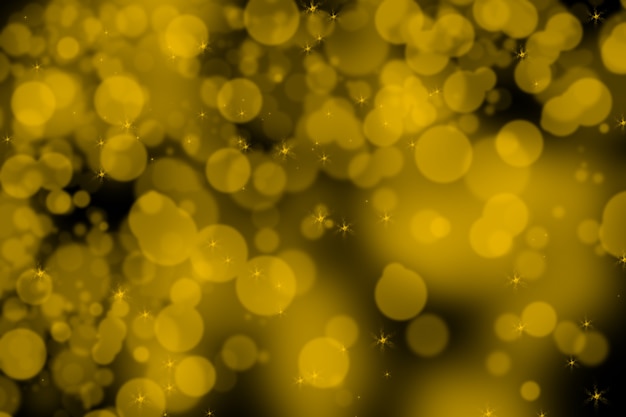 Luz de bokeh dourado ilustração abstrata em fundo escuro