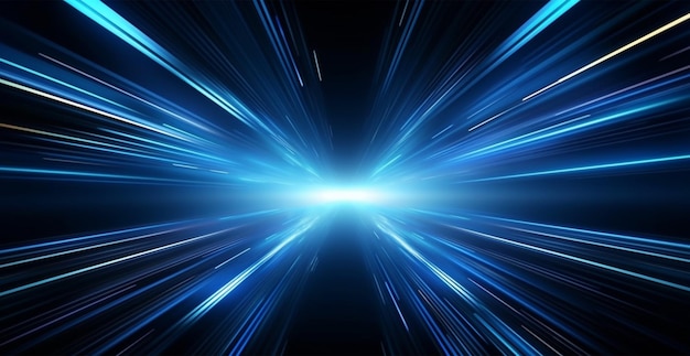 Luz de holofote de néon azul panorâmico abstrato imagem gerada por IA