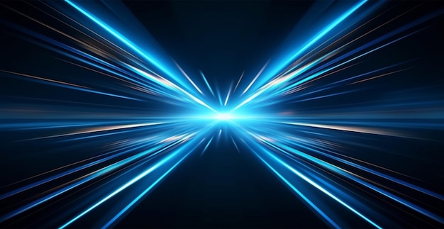 Luz de holofote de néon azul panorâmico abstrato imagem gerada por IA