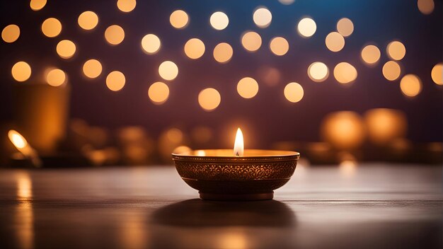 Luz de vela com fundo bokeh para o festival de Diwali