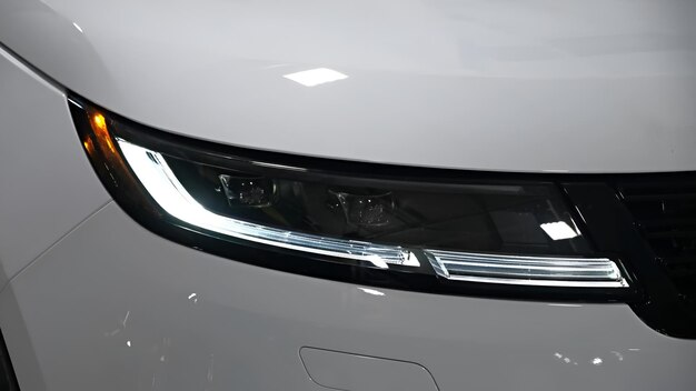 Luz delantera de una nueva luz led de coche suv blanco