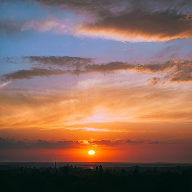 luz do sol da manhã brilhar com fundo nublado azul