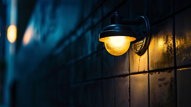 Foto luz en el edificio focalizador en la pared iluminación en el área industrial ia generativa