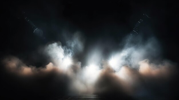 Foto luz de escenario con focos de colores y humo escena oscura de concierto y teatro imagen generada por ia