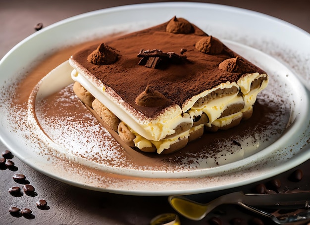 luz de estudio de fotografía de comida de tiramisu