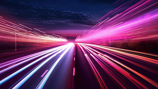 Luz de fondo abstracta luces de carreteras de la ciudad generadas ai