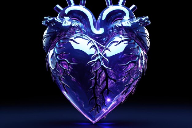 La luz de las joyas de corazón de neón iluminada