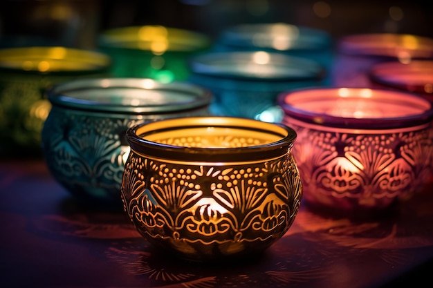 Luz con lámpara de aceite Diwali ilustración de fondo