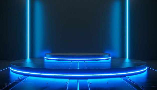 una luz led azul que se enciende en una habitación oscura