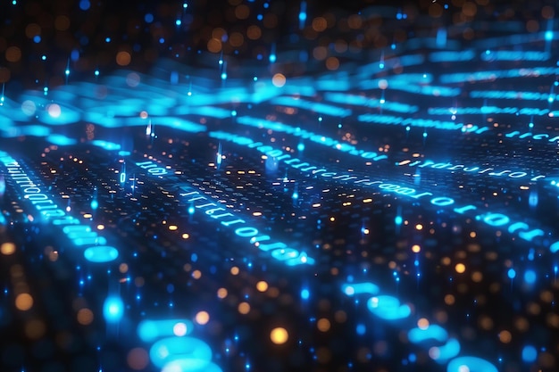 una luz led azul que está sobre una superficie negra