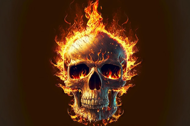 Luz de llama de fuego en forma de cráneo ardiente