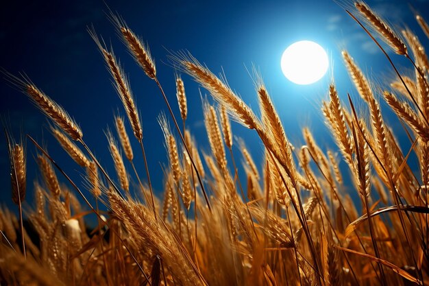 La luz de la luna brilla en un campo de trigo