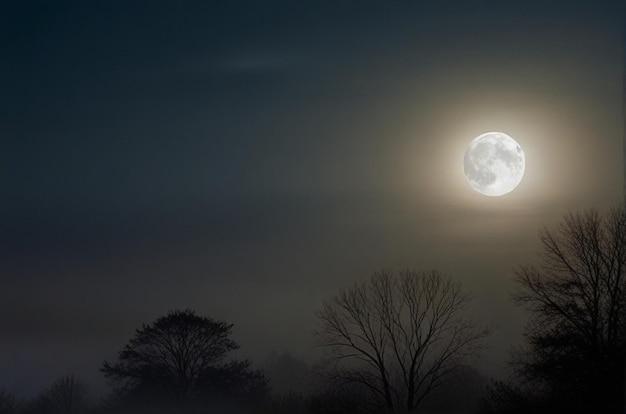 La luz de la luna se filtra a través de la densa niebla