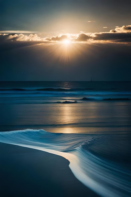 Luz de luna en el paisaje del océano Luna llena brillante sobre el mar