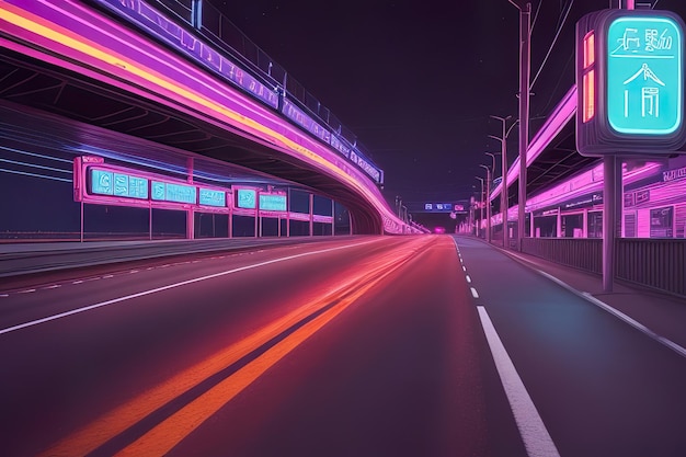 Una luz morada en una carretera