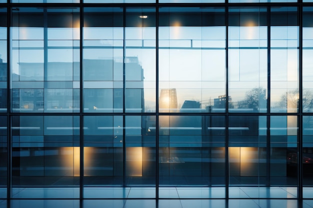 Luz natural procedente de las ventanas de cristal del edificio de oficinas IA generativa