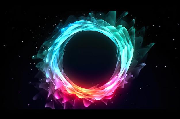 luz neon colorida onda circular generativa ai