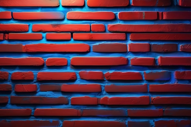 Luz neon em paredes de tijolos que não têm fundo e textura rebocadas