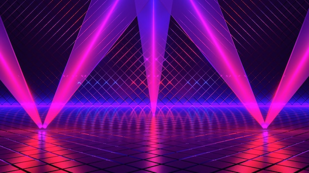 Luz de neón, fondo futurista abstracto, concepto ultravioleta, render 3d
