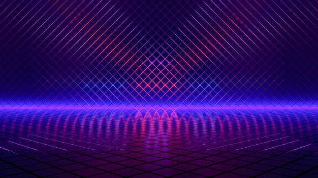 Luz neon, fundo futurista abstrato, conceito ultravioleta, renderização 3D